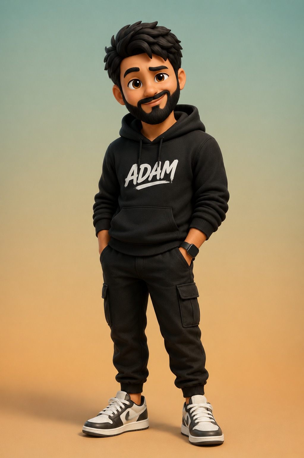 Adam, dressed up for work